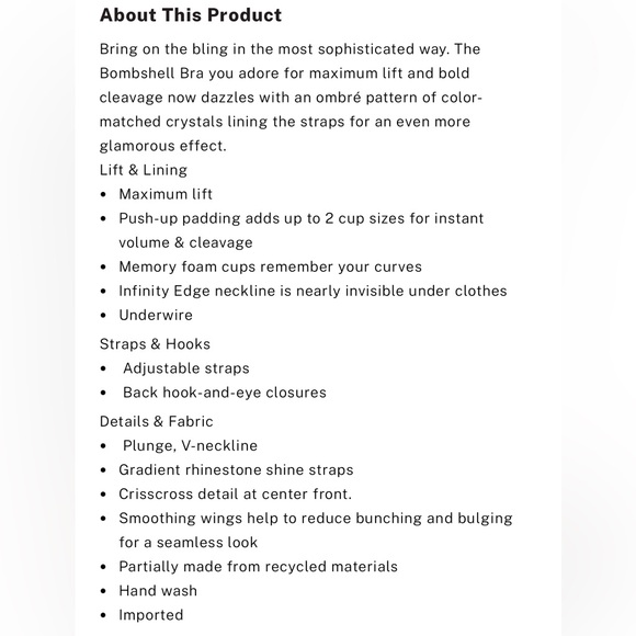 Lace Bombshell Rhinestone Victoria Secret Bra - Picture 9 of 9